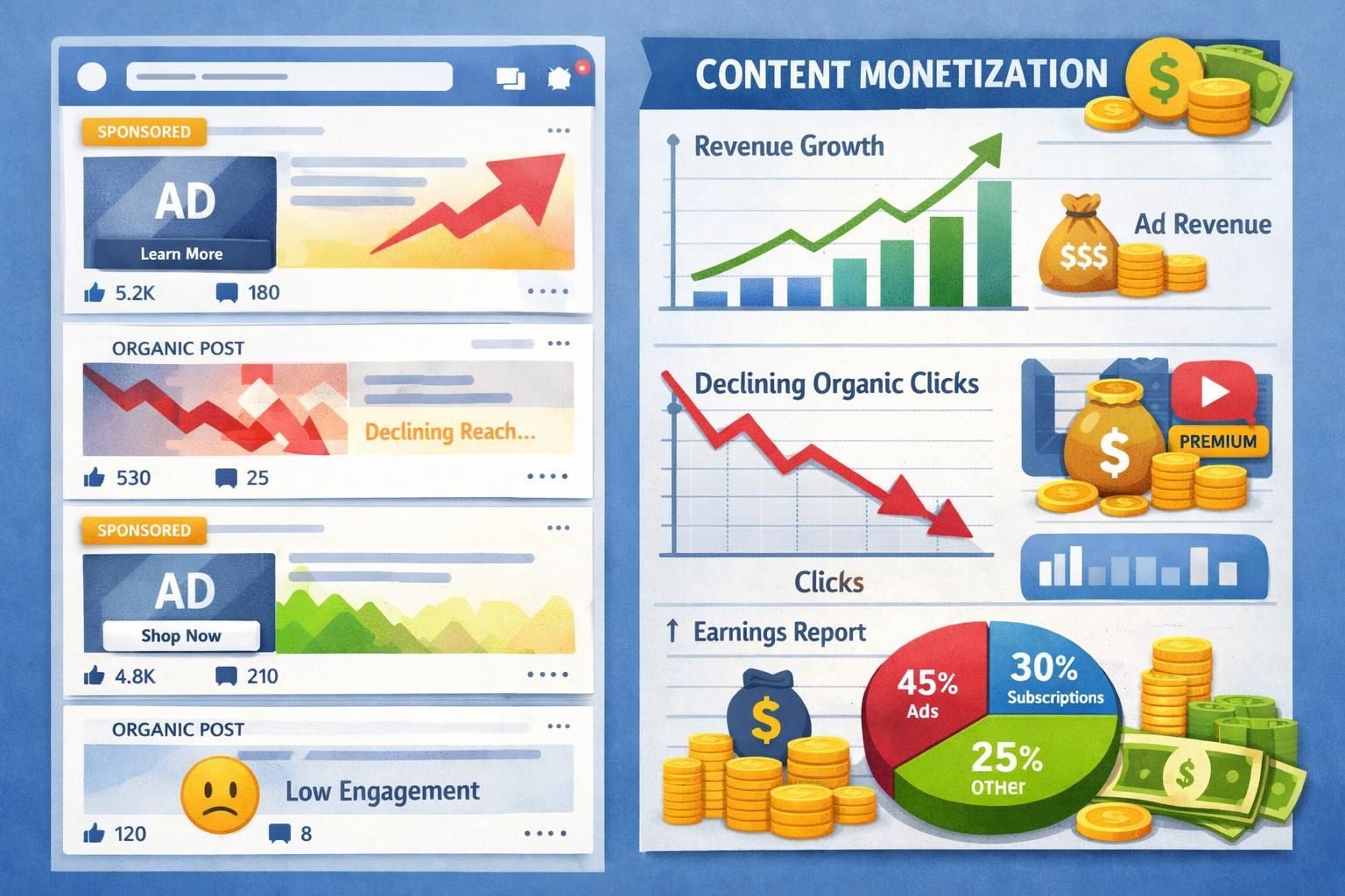 erfahren sie, wie der rückgang organischer klicks die monetarisierung von content verändert und welche neuen strategien für nachhaltigen erfolg notwendig sind.